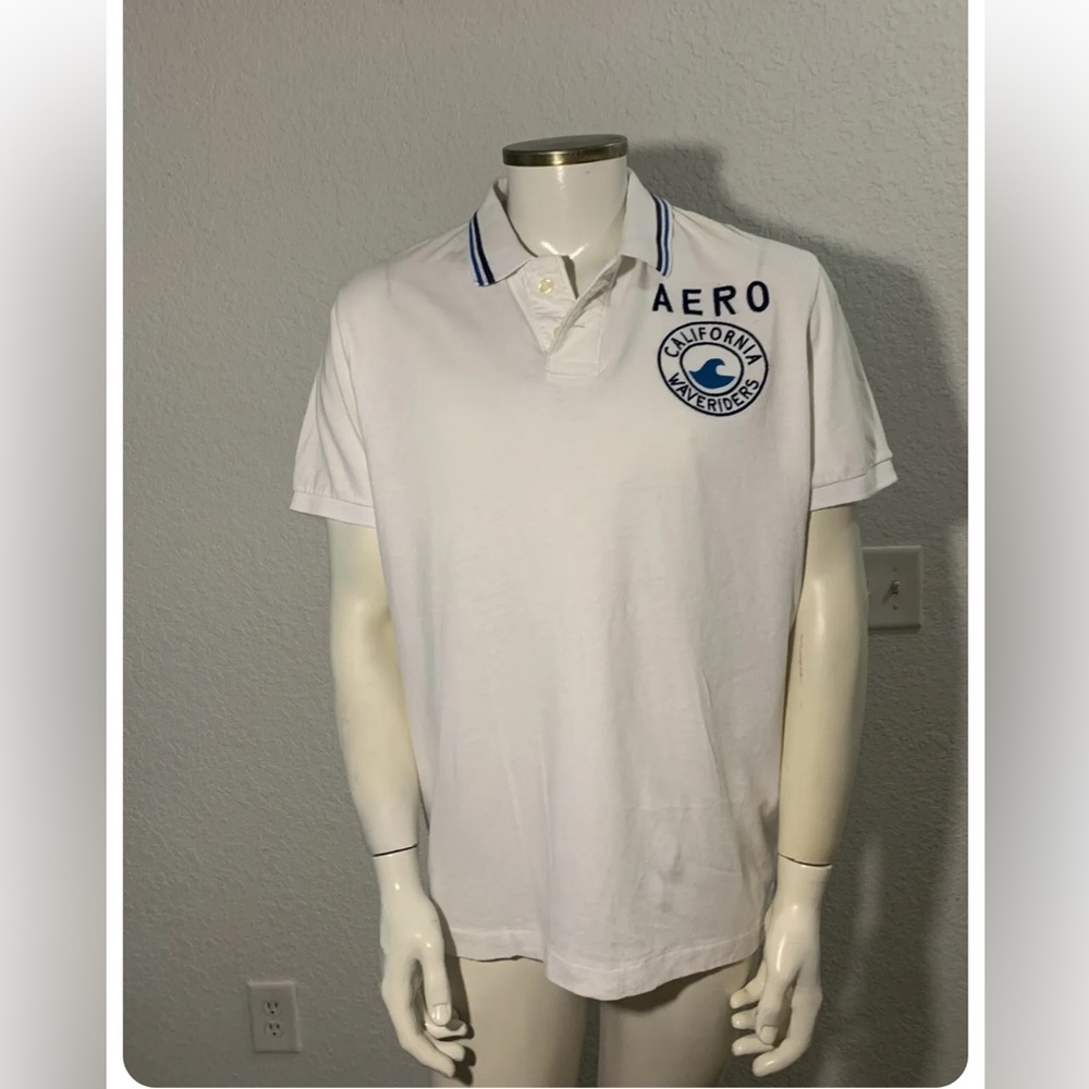 Aeropostale T shirt Mens White  California Waveriders Polo  Size XL used
